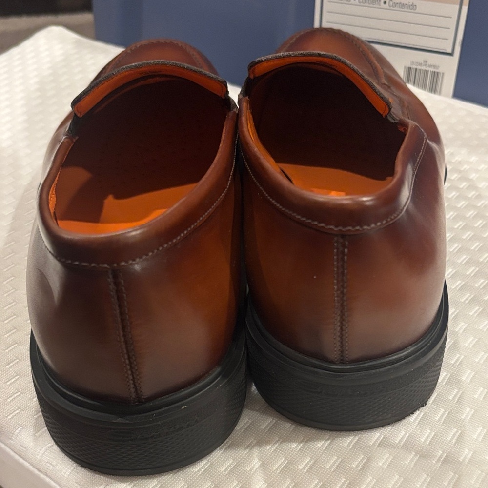 Santoni Rich Brown Leather Slip-On Loafers - Picture 3 of 10